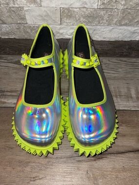 Chocolaticas Rave Women's Mary Jane Platform Neon Party Shoes Reflective